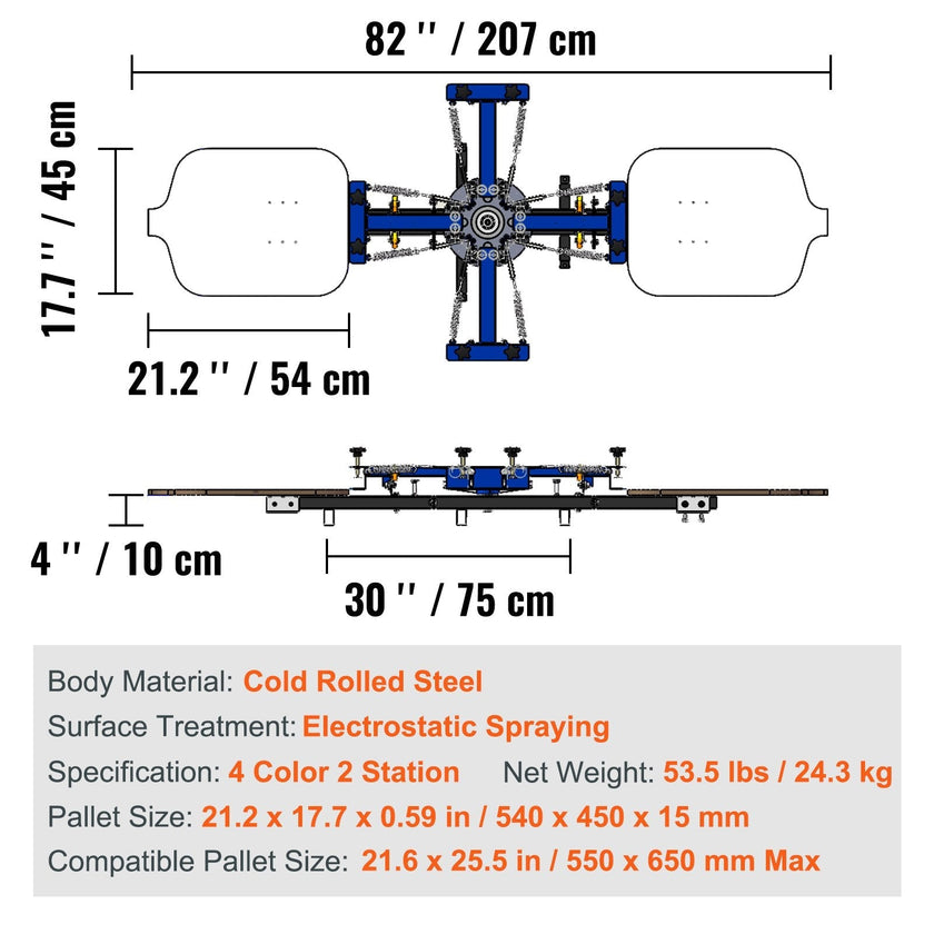 VEVOR 4 Color 2 Station Silk Screening Screenprint Press Screen Printing Machine