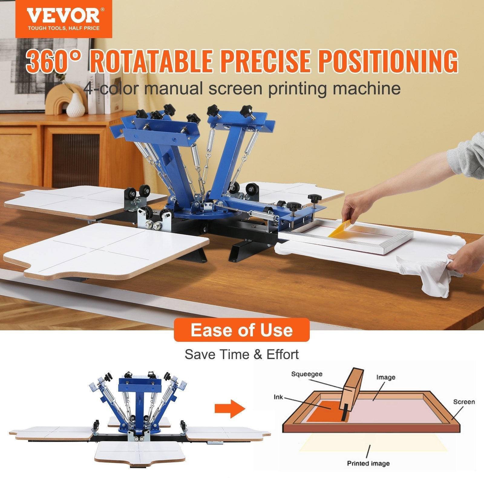 VEVOR 4 Color 4 Station Silk Screening Screenprint Press Screen Printing Machine