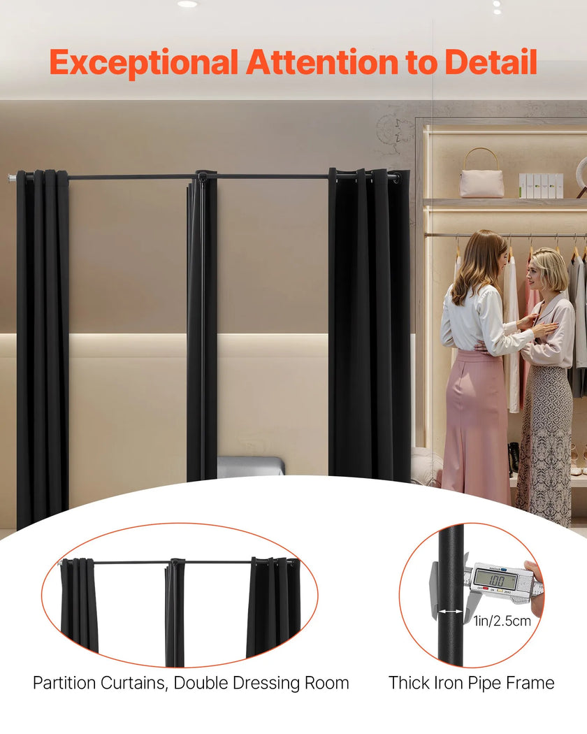 VEVOR Fitting Room Portable Dressing Room 79 x 39 x 79 in Privacy Space (Black)