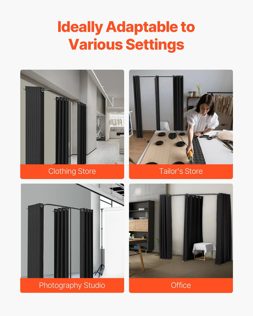 VEVOR Fitting Room Portable Dressing Room 79 x 39 x 79 in Privacy Space (Black)