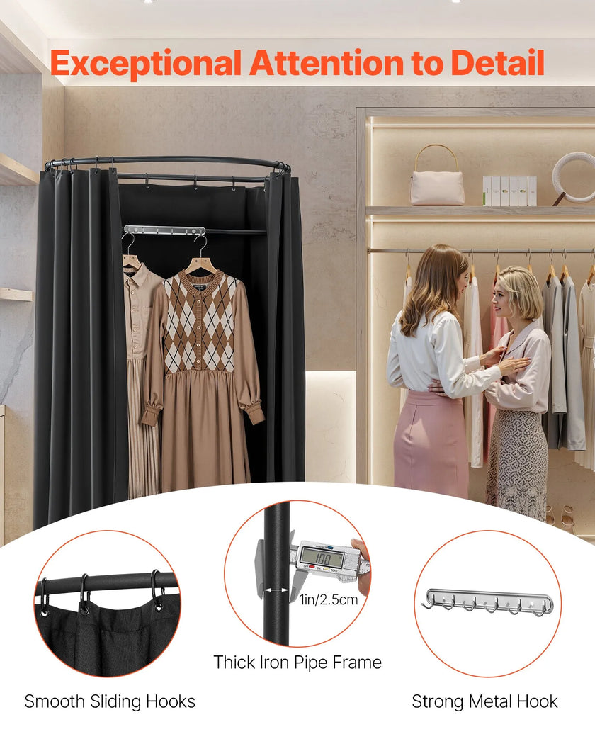 VEVOR Fitting Room Portable Dressing Room 39 x 37 x 79 in Privacy Space (Black)