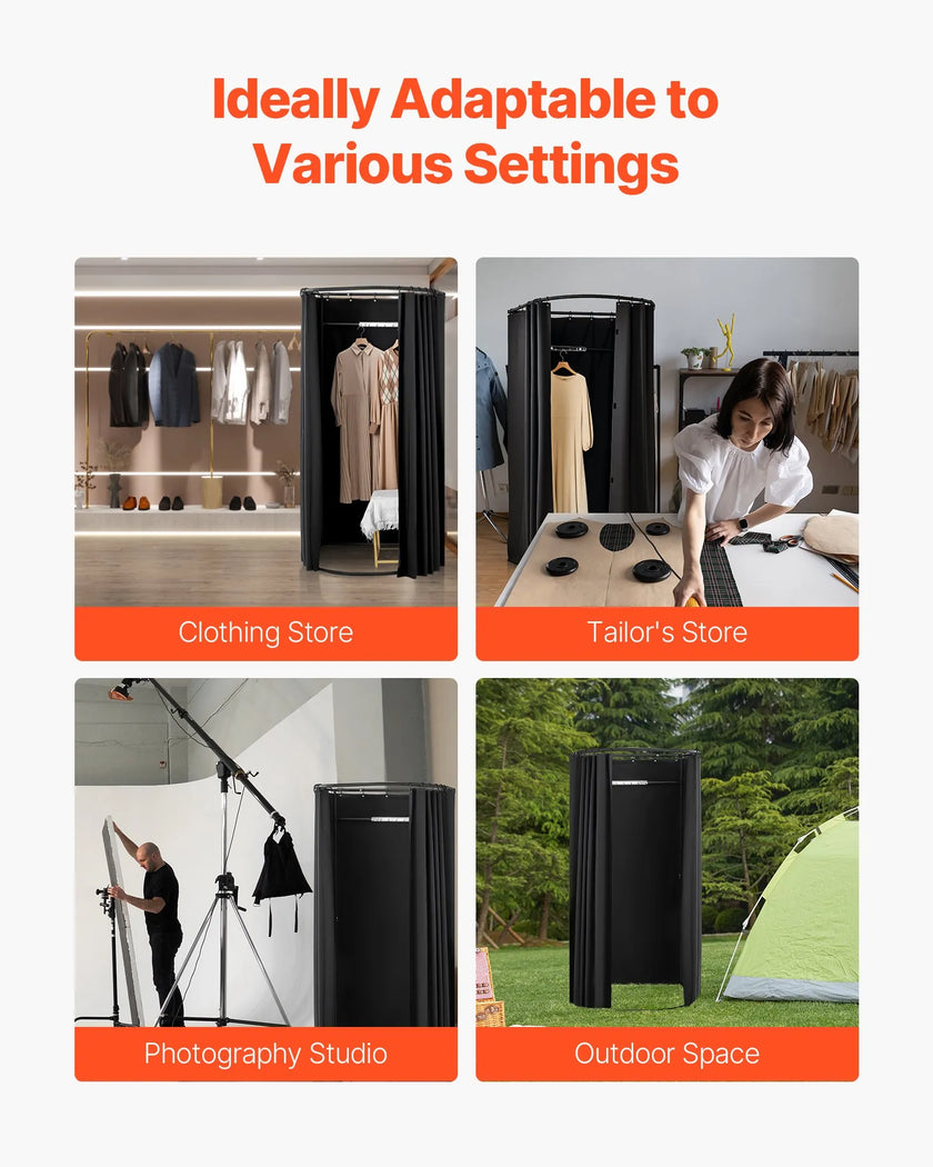 VEVOR Fitting Room Portable Dressing Room 39 x 37 x 79 in Privacy Space (Black)