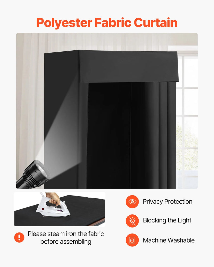 VEVOR Fitting Room Portable Dressing Room 39 x 39 x 78 in Privacy Space (Black)
