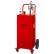 VEVOR Fuel Caddy, 30 Gallon, Gas Storage Tank & 4 Wheels, with Manuel Transfer Pump, Gasoline Diesel Fuel Container for Cars, Lawn Mowers, ATVs, Boats, More, Red