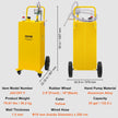 VEVOR Fuel Caddy, 35 Gallon, Gas Storage Tank on 4 Wheels, with Manuel Transfer Pump, Gasoline Diesel Fuel Container for Cars, Lawn Mowers, ATVs, Boats, More, Yellow