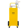VEVOR Fuel Caddy, 35 Gallon, Gas Storage Tank on 4 Wheels, with Manuel Transfer Pump, Gasoline Diesel Fuel Container for Cars, Lawn Mowers, ATVs, Boats, More, Yellow