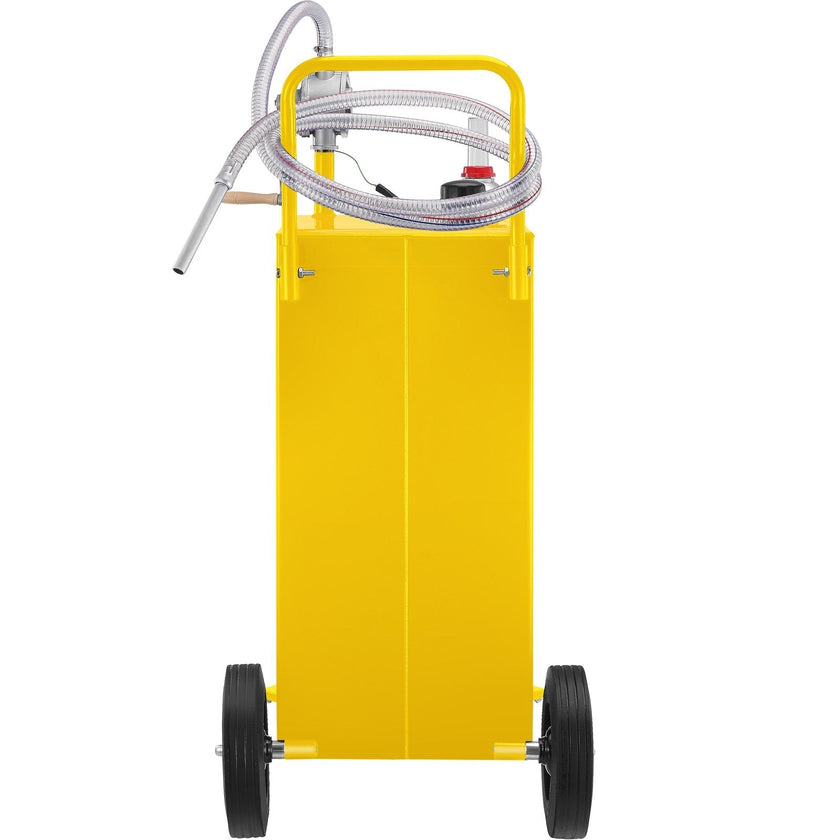 VEVOR Fuel Caddy, 35 Gallon, Gas Storage Tank on 4 Wheels, with Manuel Transfer Pump, Gasoline Diesel Fuel Container for Cars, Lawn Mowers, ATVs, Boats, More, Yellow