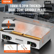VEVOR Commercial Electric Griddle, 2800W Countertop Half-Flat Top Grill, 122?-572? Adjustable Temp, 28.74x15.75x0.39in Stainless Steel Griddle Grill with 2 Shovels and 2 Brushes for Home or Restaurant