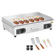 VEVOR Commercial Electric Griddle, 2800W Countertop Half-Flat Top Grill, 122?-572? Adjustable Temp, 28.74x15.75x0.39in Stainless Steel Griddle Grill with 2 Shovels and 2 Brushes for Home or Restaurant