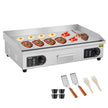 VEVOR Commercial Electric Griddle, 2800W Countertop Flat Top Grill, 122℉-572 ℉ Adjustable Temp, 28.74 x 15.75 x 0.39in Stainless Steel Griddle Grill with 2 Shovels and 2 Brushes for Home or Restaurant
