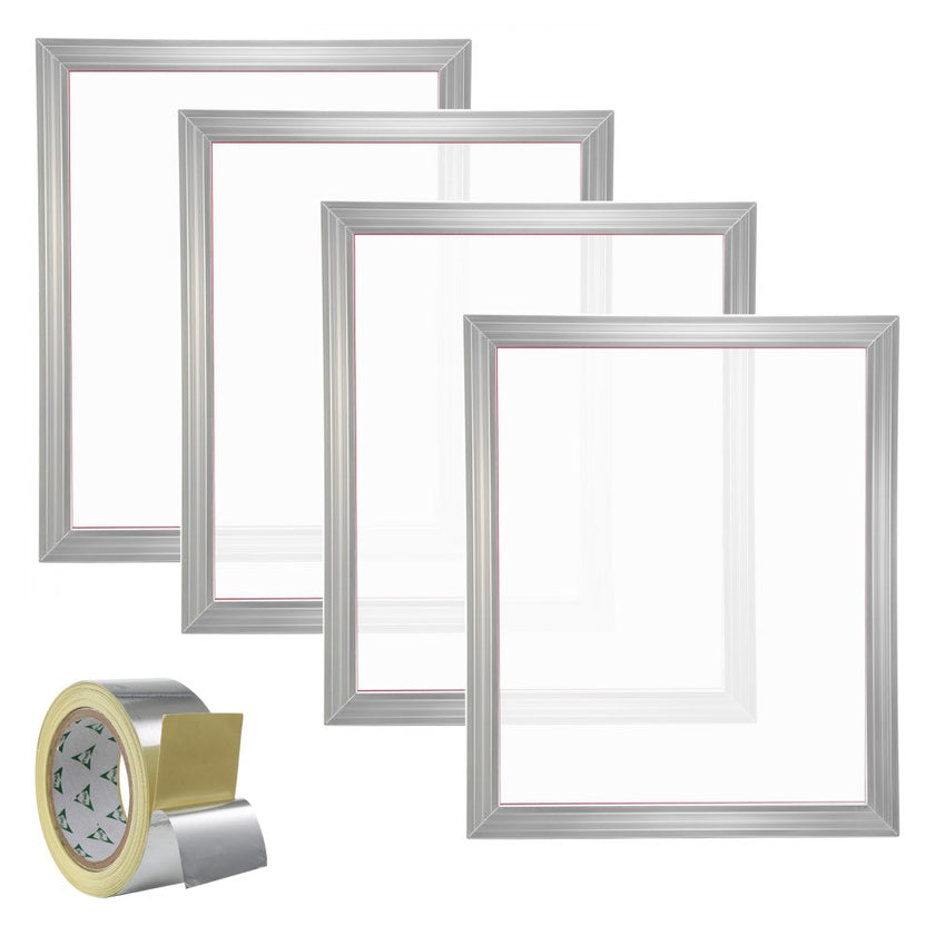 VEVOR Screen Printing Kit, 4 Pieces Aluminum Silk Screen Printing Frames, 20x24inch Silk Screen Printing Frame with 355 Count Mesh, High Tension Nylon Mesh and Sealing Tape for T-shirts DIY Printing