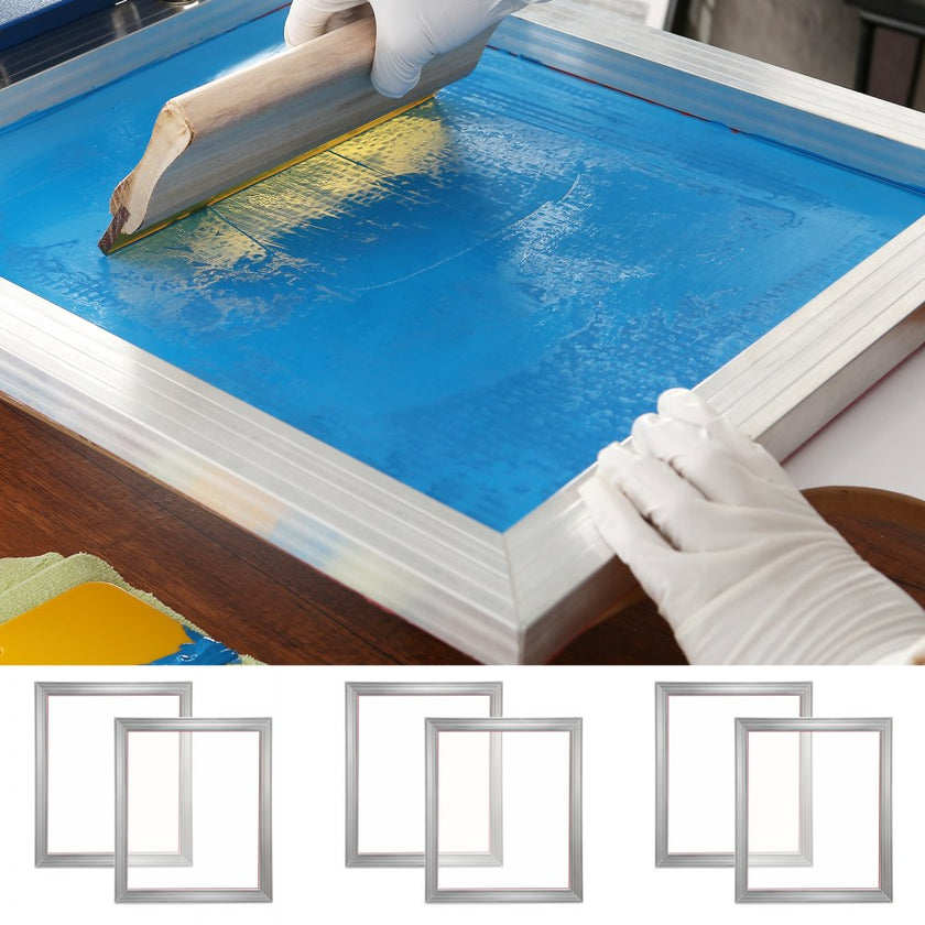 VEVOR Screen Printing Kit, 6 Pieces Aluminum Silk Screen Printing Frames, 16x20inch Silk Screen Printing Frame with 110 Count Mesh, High Tension Nylon Mesh and Sealing Tape for T-shirts DIY Printing