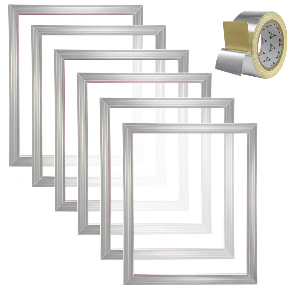 VEVOR Screen Printing Kit, 6 Pieces Aluminum Silk Screen Printing Frames, 16x20inch Silk Screen Printing Frame with 110 Count Mesh, High Tension Nylon Mesh and Sealing Tape for T-shirts DIY Printing