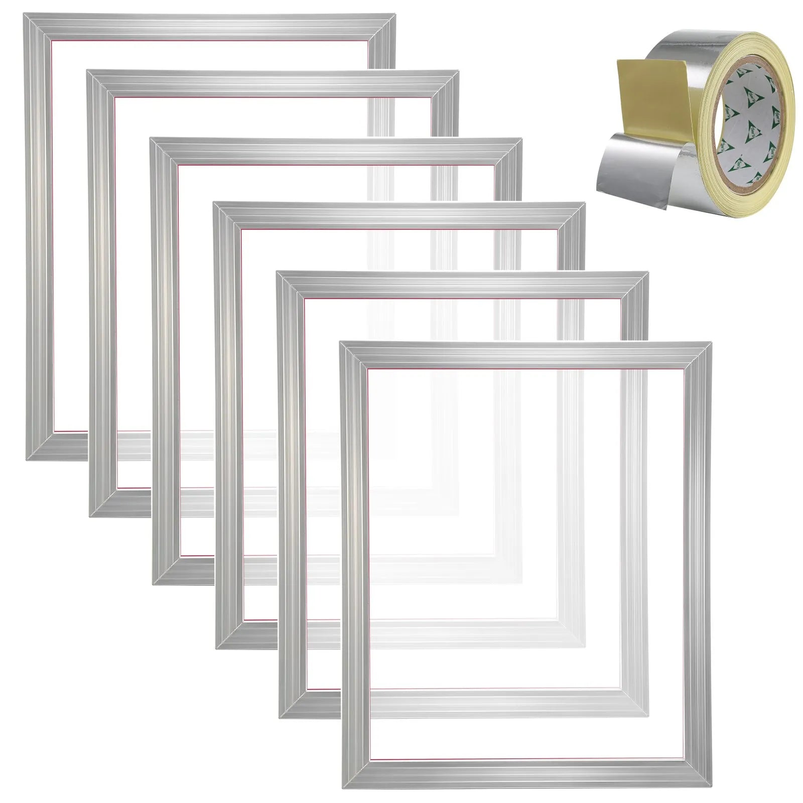 VEVOR Screen Printing Kit, 6 Pieces Aluminum Silk Screen Printing Frames, 18x20inch Silk Screen Printing Frame with 160 Count Mesh, High Tension Nylon Mesh and Sealing Tape for T-shirts DIY Printing