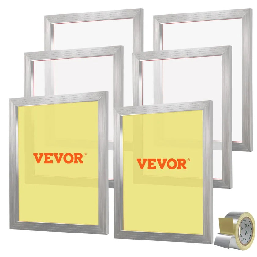 VEVOR Screen Printing Kit, 6 Pieces Aluminum Silk Screen Printing Frames, 20x24inch Silk Screen Printing Frame with 160 Count Mesh, High Tension Nylon Mesh and Sealing Tape for T-shirts DIY Printing