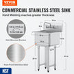 VEVOR Stainless Steel Prep & Utility Sink, 1 Compartment Free Standing Small Sink Include Faucet & legs, 18