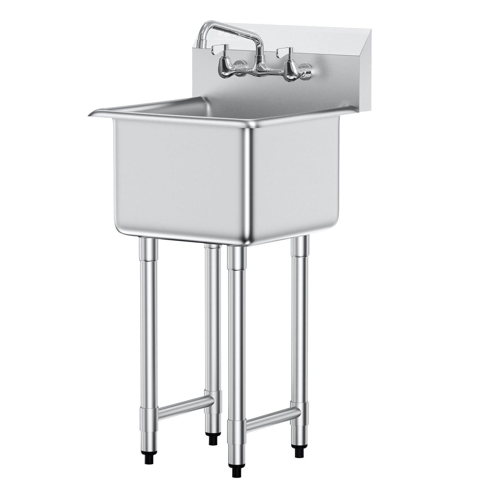 VEVOR Stainless Steel Prep & Utility Sink, 1 Compartment Free Standing Small Sink Include Faucet & legs, 18