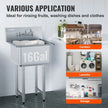 VEVOR Stainless Steel Prep & Utility Sink, 1 Compartment Free Standing Small Sink Include Faucet & legs, 21