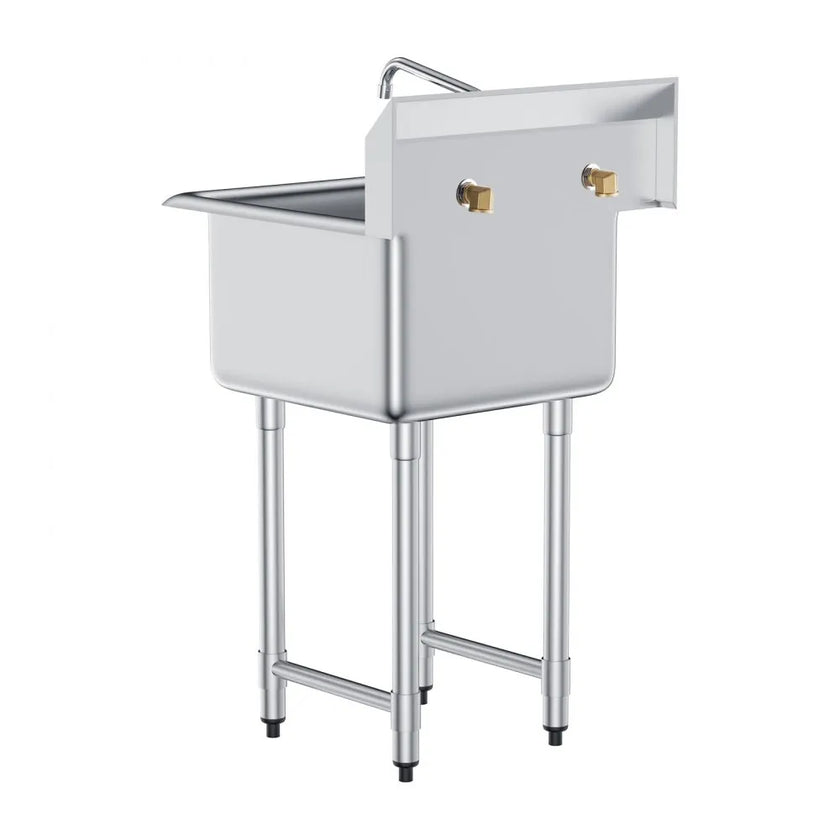VEVOR Stainless Steel Prep & Utility Sink, 1 Compartment Free Standing Small Sink Include Faucet & legs, 21