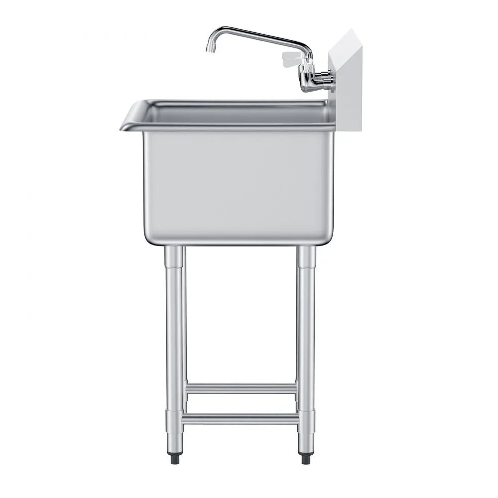 VEVOR Stainless Steel Prep & Utility Sink, 1 Compartment Free Standing Small Sink Include Faucet & legs, 21