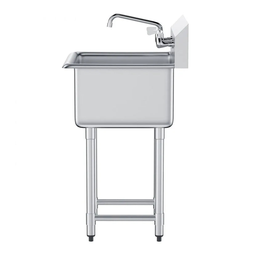 VEVOR Stainless Steel Prep & Utility Sink, 1 Compartment Free Standing Small Sink Include Faucet & legs, 21