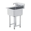 VEVOR Stainless Steel Prep & Utility Sink, 1 Compartment Free Standing Small Sink Include Faucet & legs, 21