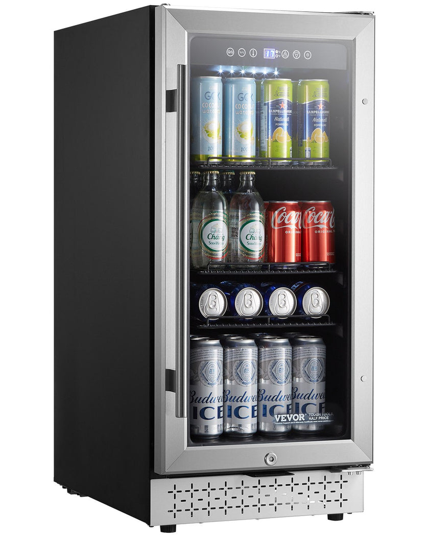 VEVOR Beverage Refrigerator Cooler 88 Can Mini Soda Beer Fridge with Glass Door
