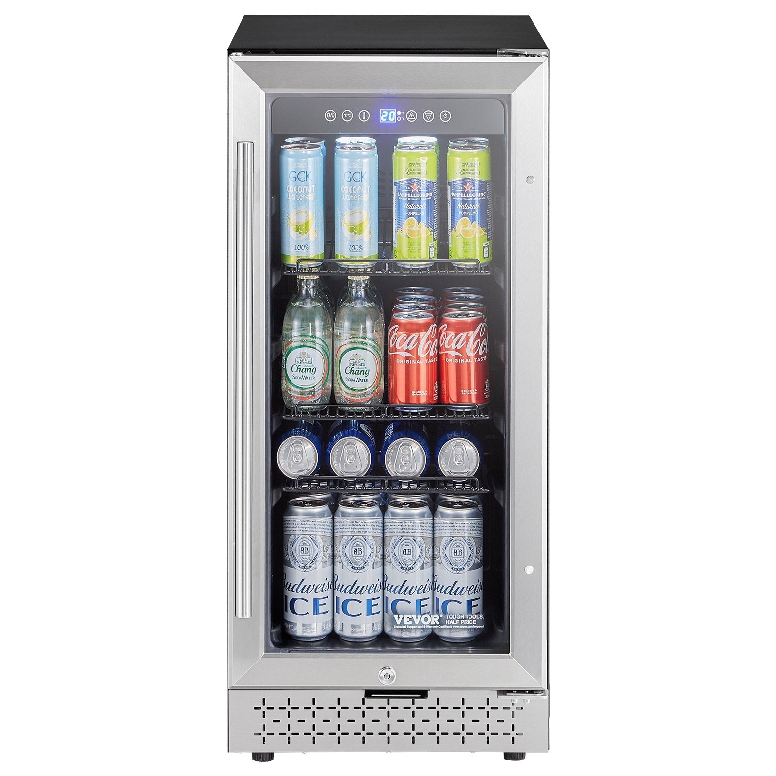 VEVOR Beverage Refrigerator Cooler 88 Can Mini Soda Beer Fridge with Glass Door