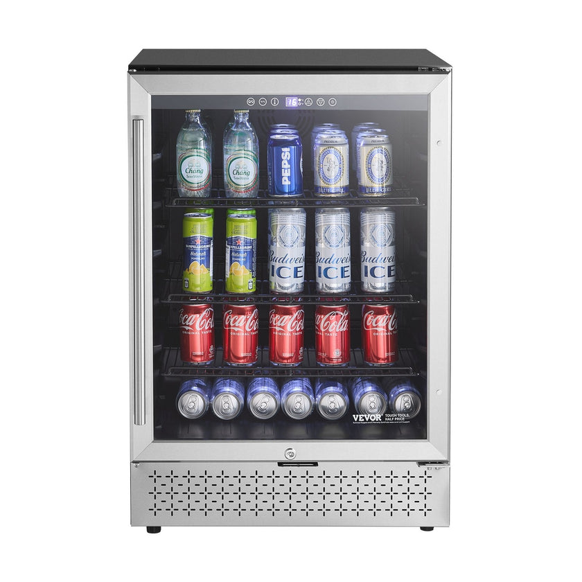VEVOR Beverage Refrigerator Cooler 154 Can Mini Soda Beer Fridge Glass Door