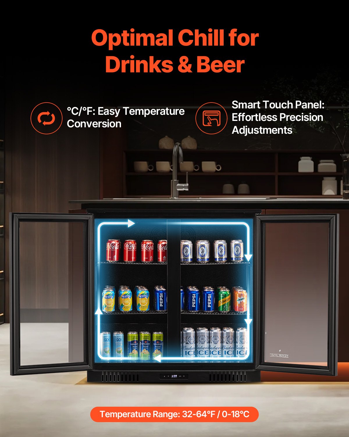 VEVOR Commercial Beverage Refrigerator Cooler 246 Can Fridge with Glass Doors