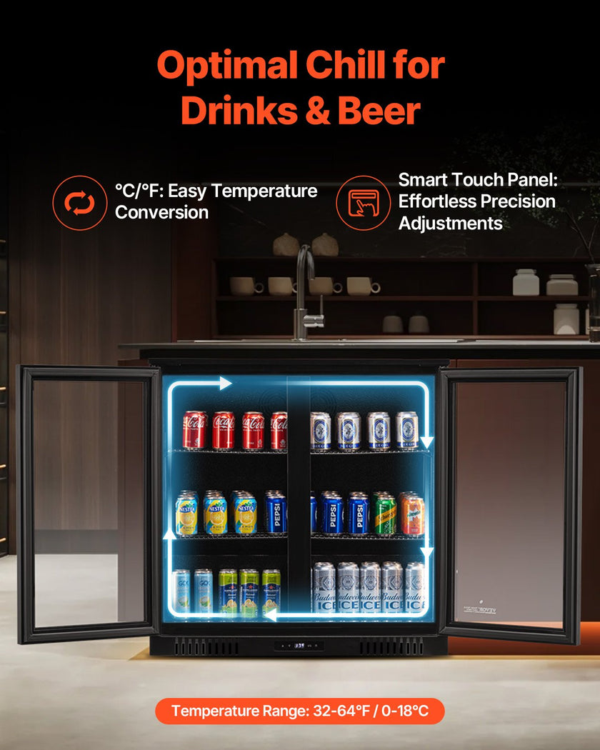 VEVOR Commercial Beverage Refrigerator Cooler 246 Can Fridge with Glass Doors
