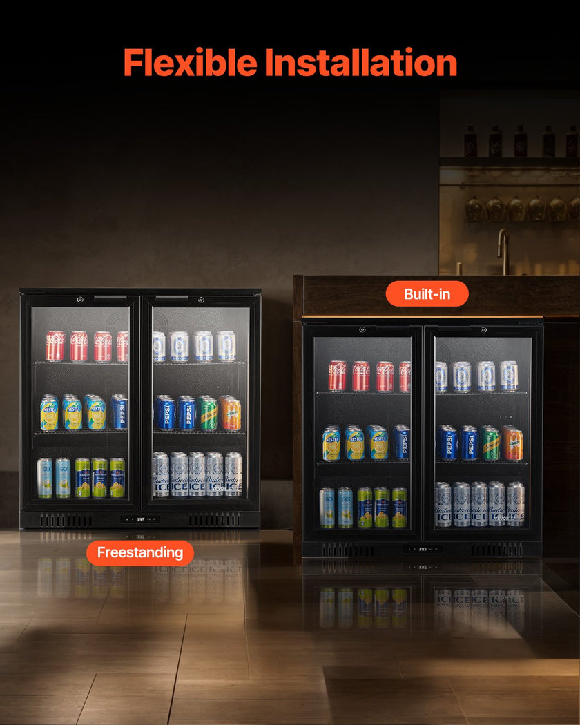 VEVOR Commercial Beverage Refrigerator Cooler 246 Can Fridge with Glass Doors