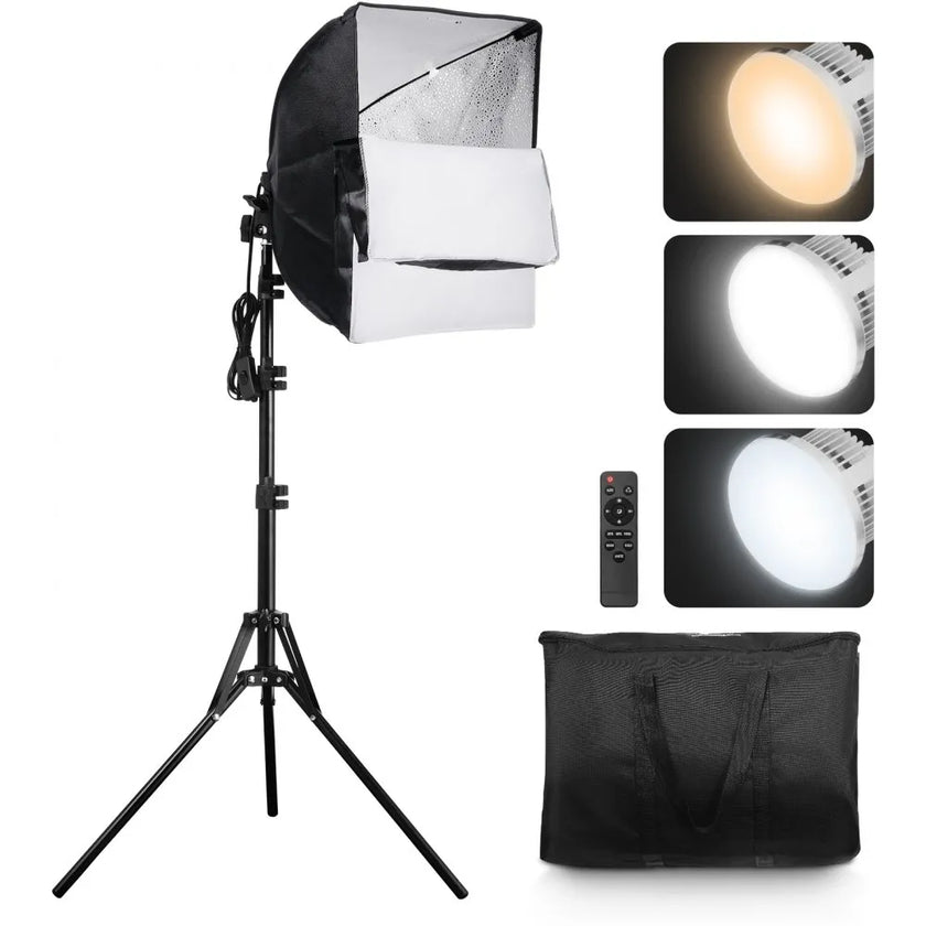 VEVOR Softbox Lighting Kit 16 in x 16 in 3000-6500K Adjustable for Shooting
