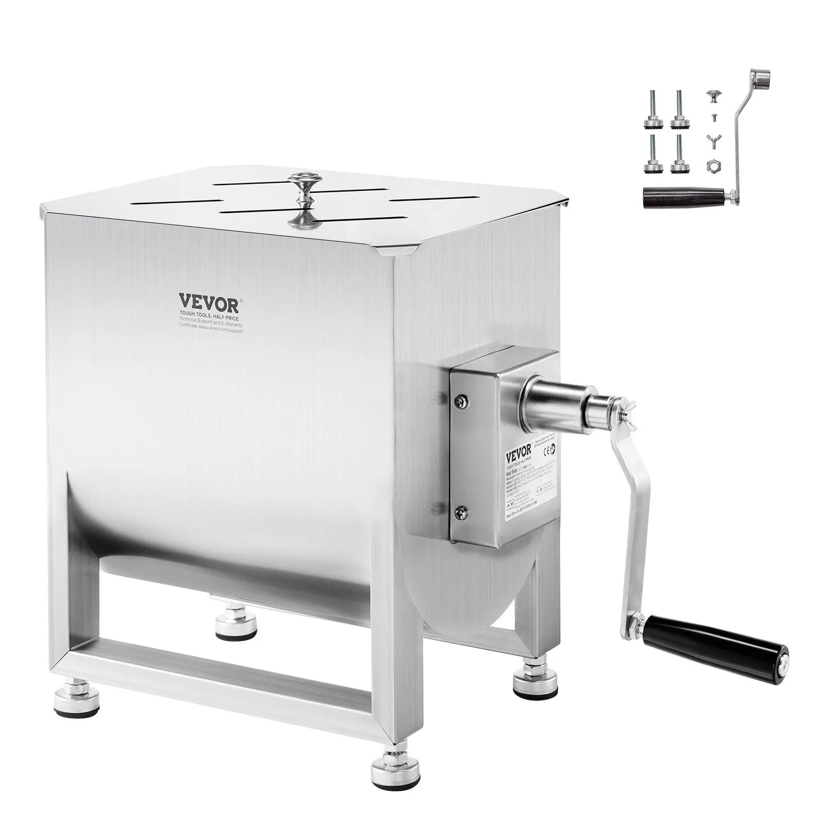VEVOR Manual Meat Mixer 30L Fixed Tank Mixing Max 30LB for Meat Sausage Mixer