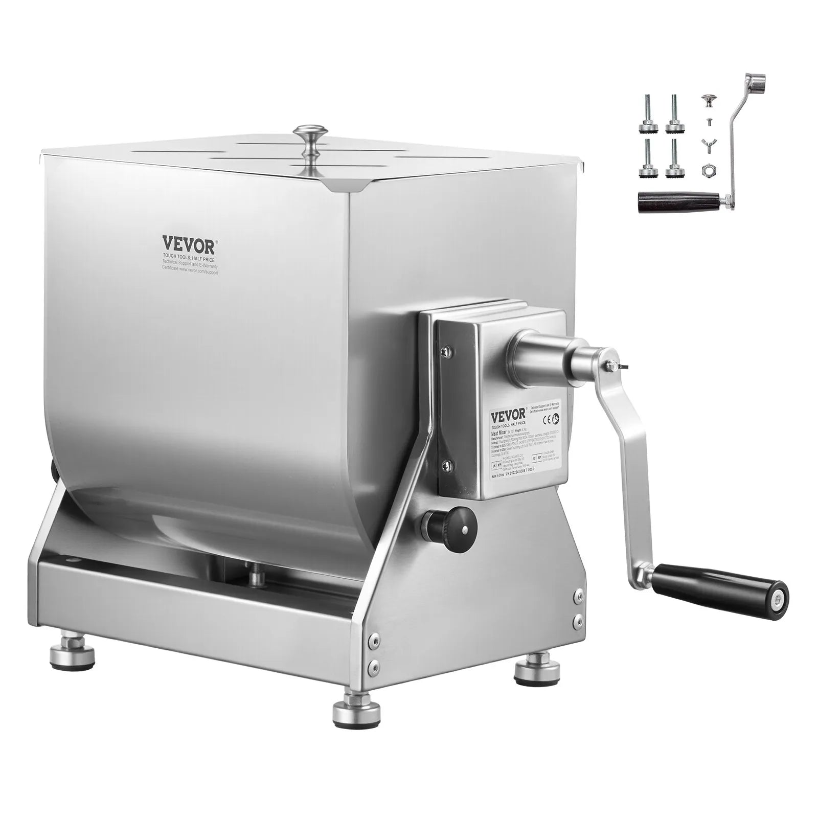 VEVOR Manual Meat Mixer 15L Tilt Tank Mixing Max 15LB for Meat Sausage Mixer