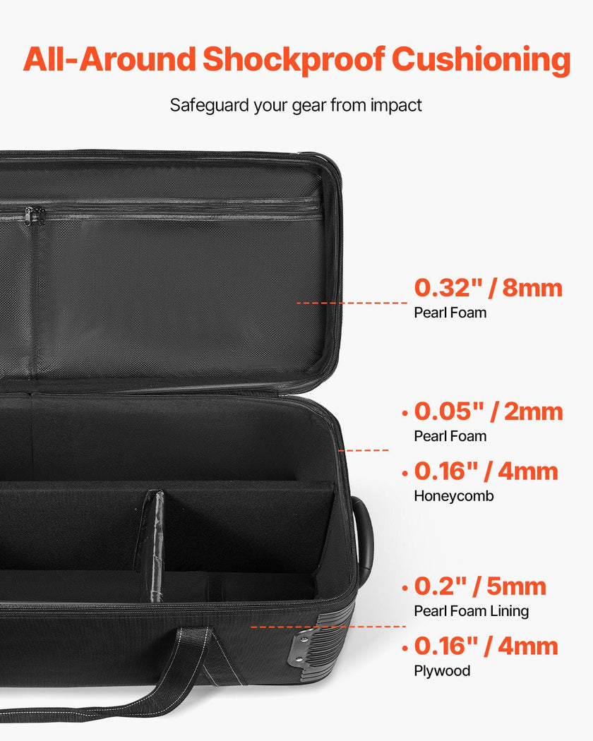 VEVOR Studio Equipment Trolley Case 39.37 x 14.96 x 12.60 in Rolling Camera Bag