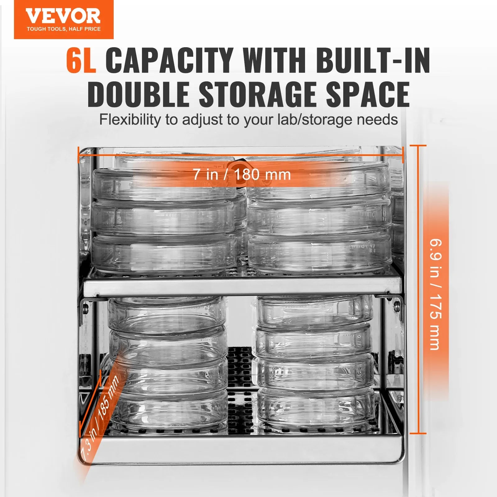 VEVOR Microbiological Lab Incubator 6L Precise Temp Control from 0°C to 65°C