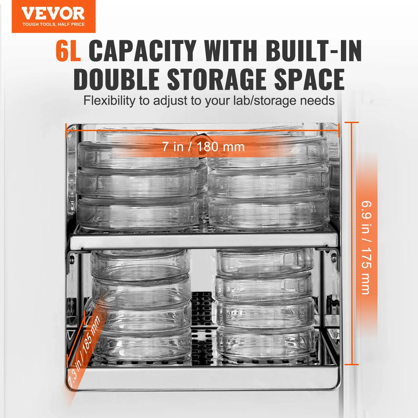 VEVOR Microbiological Lab Incubator 6L Precise Temp Control from 0°C to 65°C