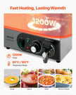 VEVOR Commercial Food Warmer, 1200W Electric Stainless Steel Steam Food Warmer, Fast Heating Countertop Buffet Bain Marie with Detachable Power Cord, for Catering, Restaurants, Parties & Buffets