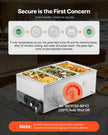 VEVOR Commercial Food Warmer, 1200W Electric Stainless Steel Steam Food Warmer, Fast Heating Countertop Buffet Bain Marie with Detachable Power Cord, for Catering, Restaurants, Parties & Buffets