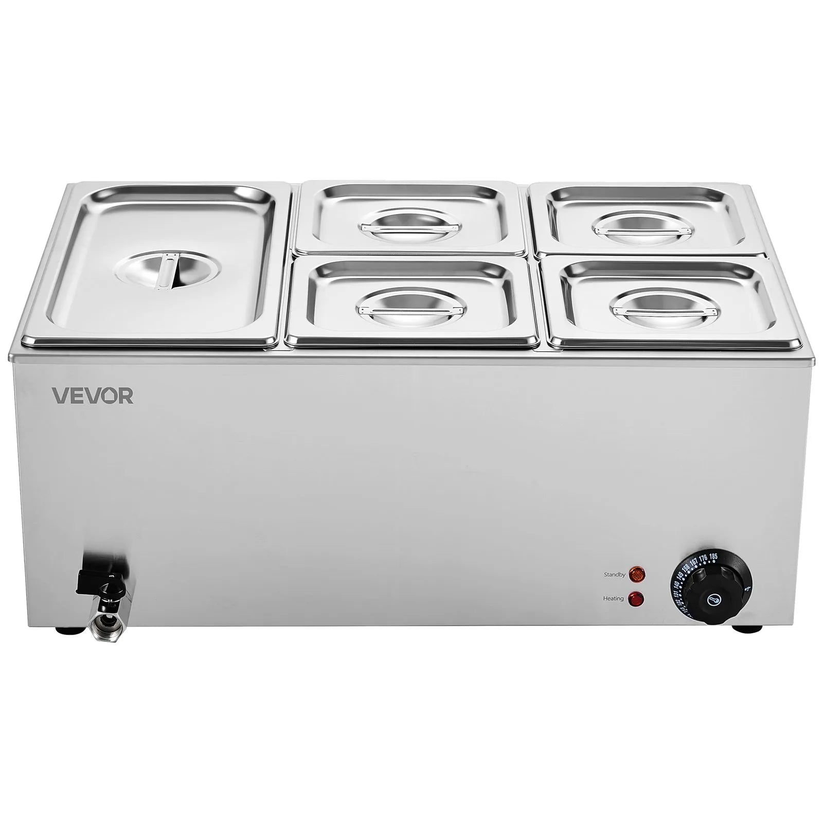 VEVOR Commercial Electric Food Warmer 5-Pan Countertop Buffet 15.3QT Bain Marie
