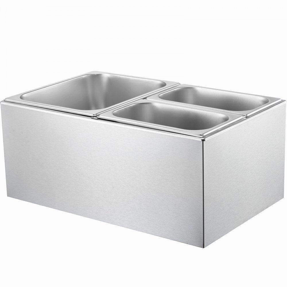 VEVOR Commercial Electric Food Warmer 3-Pan Countertop Buffet 17QT Bain Marie