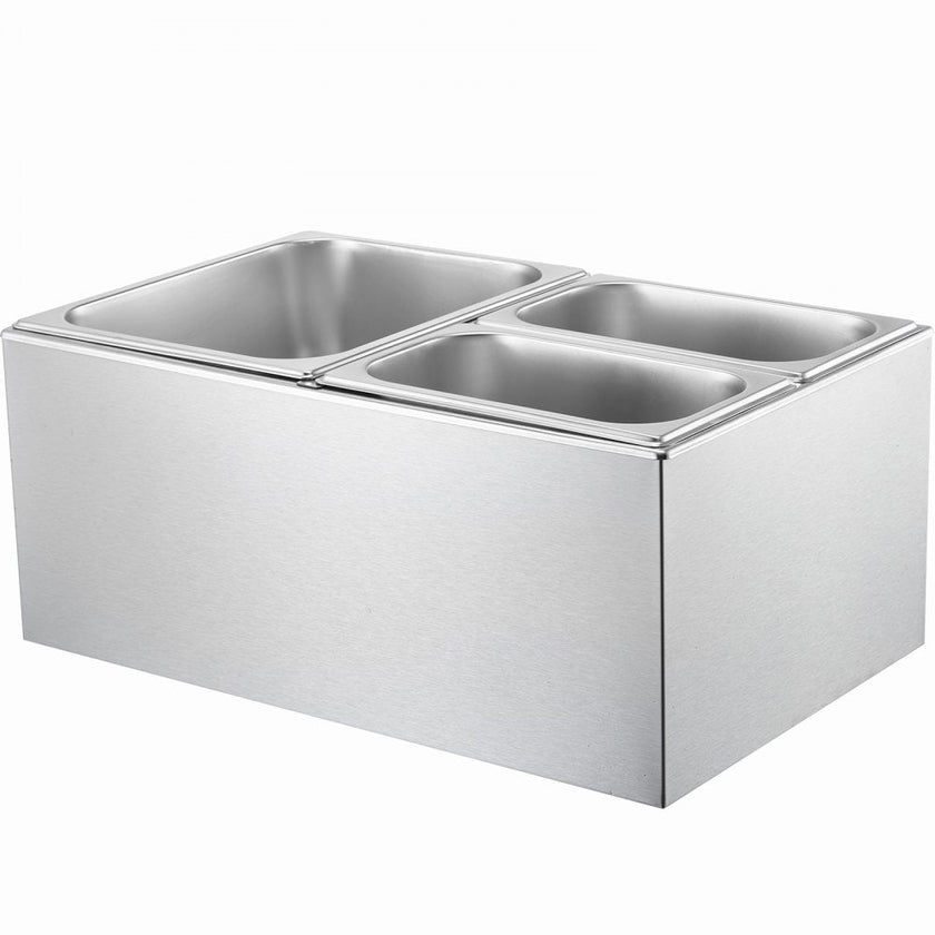 VEVOR Commercial Electric Food Warmer 3-Pan Countertop Buffet 17QT Bain Marie