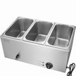 VEVOR Commercial Electric Food Warmer 3-Pan Countertop Buffet 17.4QT Bain Marie