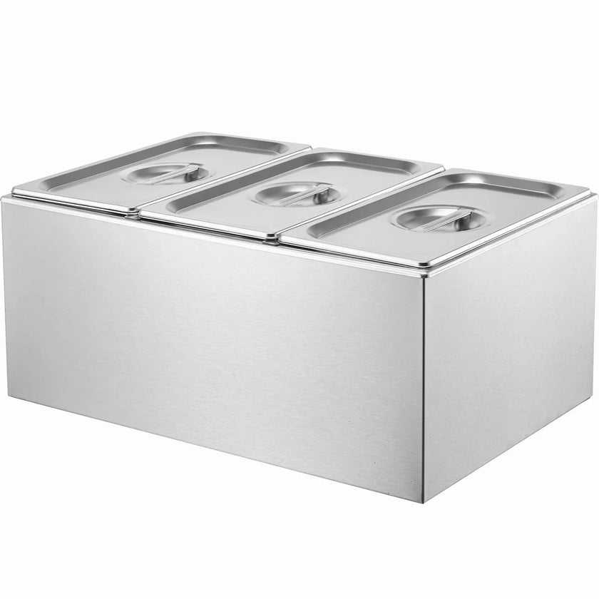 VEVOR Commercial Electric Food Warmer 3-Pan Countertop Buffet 17.4QT Bain Marie