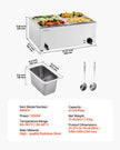VEVOR Commercial Electric Food Warmer 4-Pan Countertop Buffet 15.9QT Bain Marie