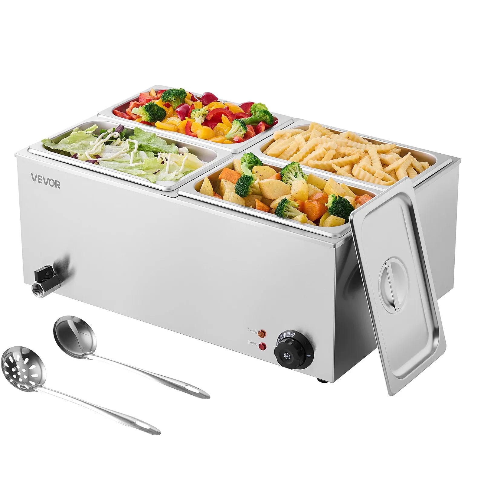 VEVOR Commercial Electric Food Warmer 4-Pan Countertop Buffet 15.9QT Bain Marie