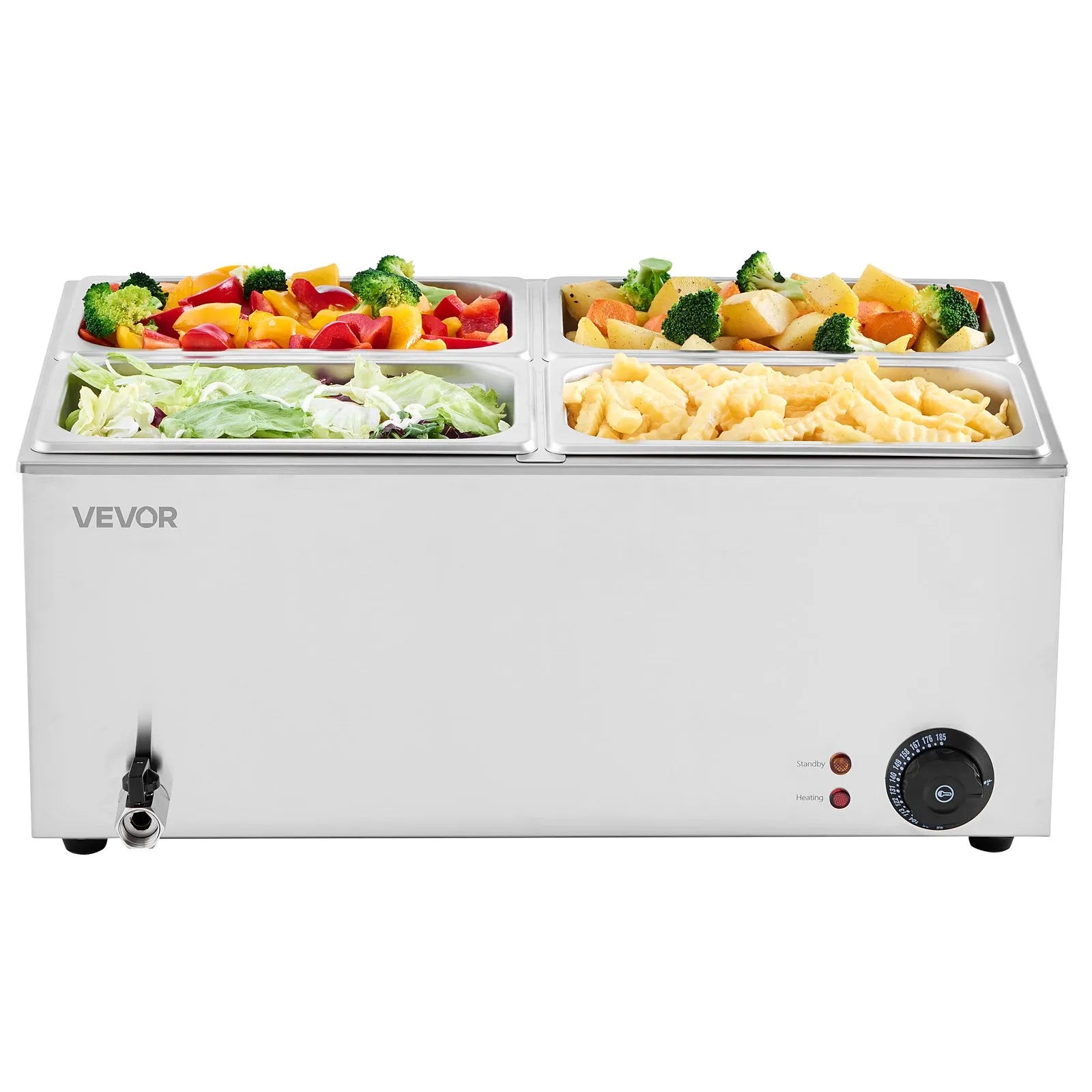 VEVOR Commercial Electric Food Warmer 4-Pan Countertop Buffet 15.9QT Bain Marie