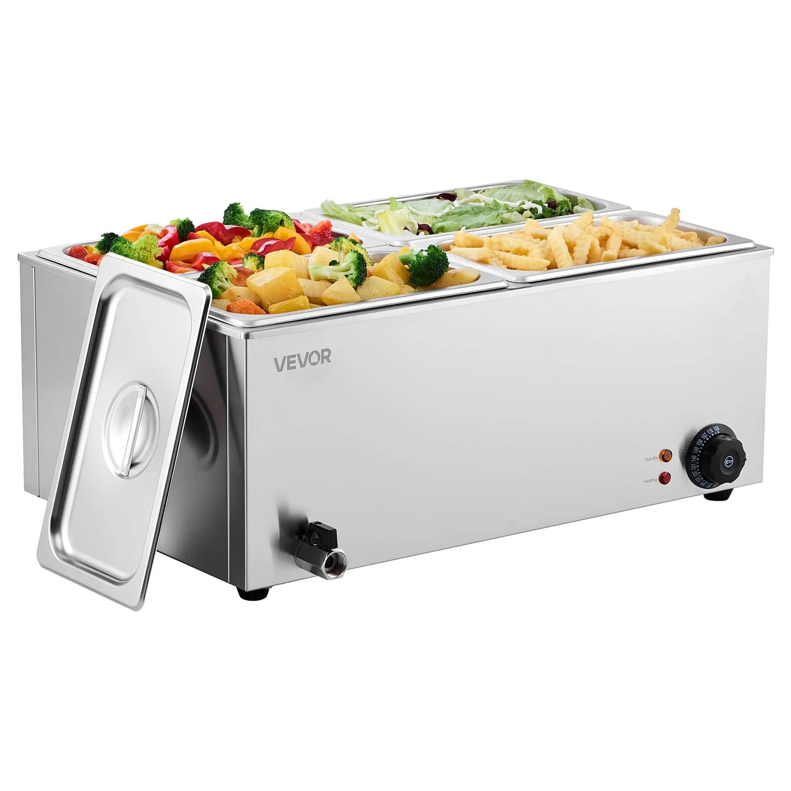 VEVOR Commercial Electric Food Warmer 4-Pan Countertop Buffet 15.9QT Bain Marie