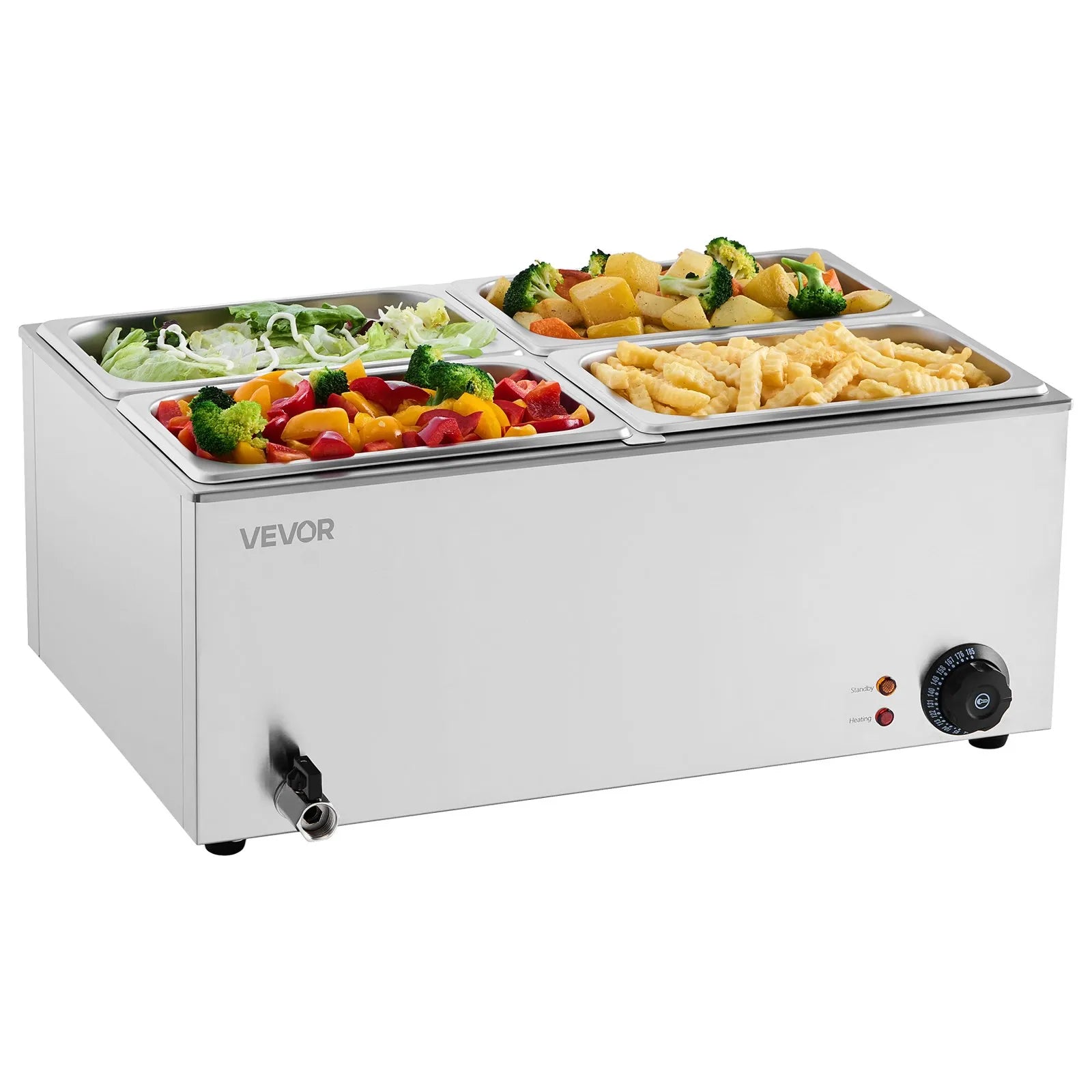 VEVOR Commercial Electric Food Warmer 4-Pan Countertop Buffet 15.9QT Bain Marie